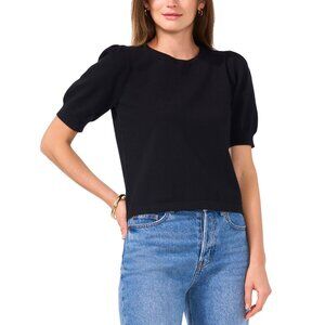 Sam & Jess Women's Short Puff-Sleeve Sweater Black Size XL